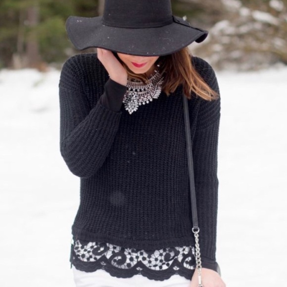 ASTR Black Lace Sweater - Picture 2 of 9
